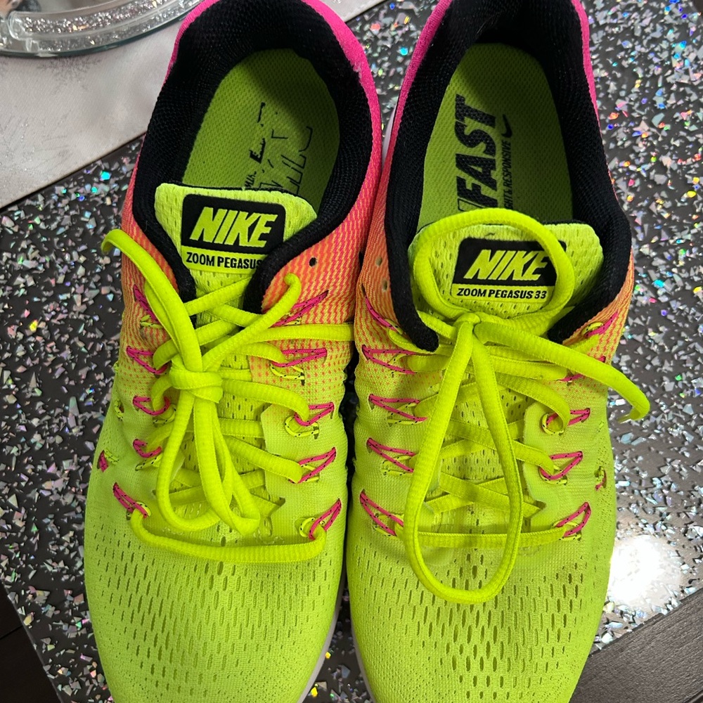 "NIKE" Neon Yellow & Pink Pegasus Sneakers Size 8